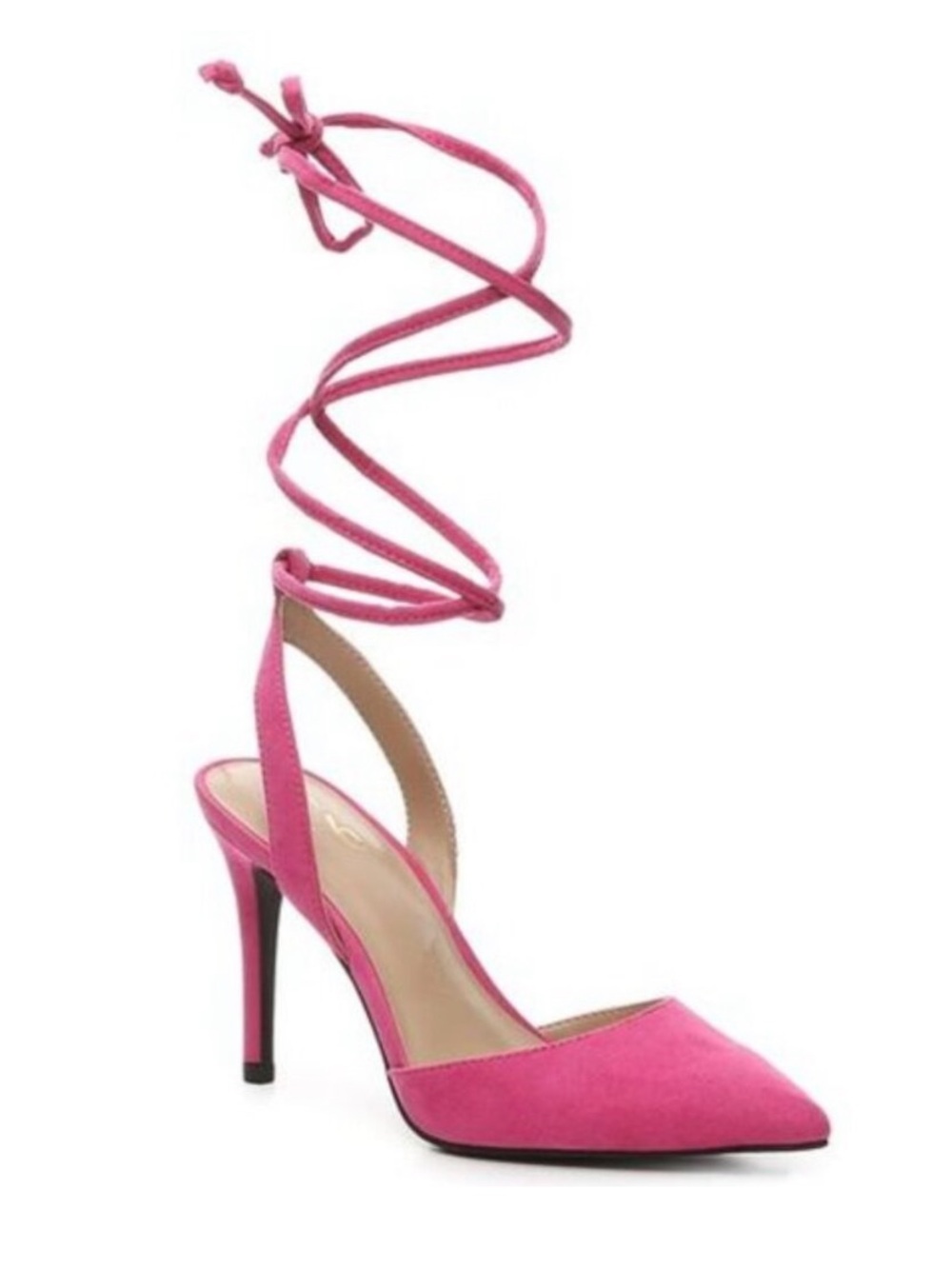 Mix No. 6 Hot Pink Pointed-Toe Ankle-Tie Pumps